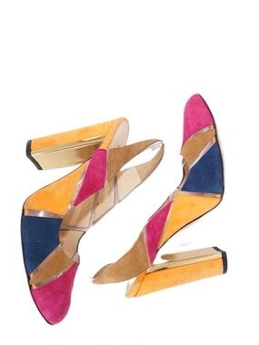 Marskinryyppy Suede Multicolored Slingback Heels, Size 39